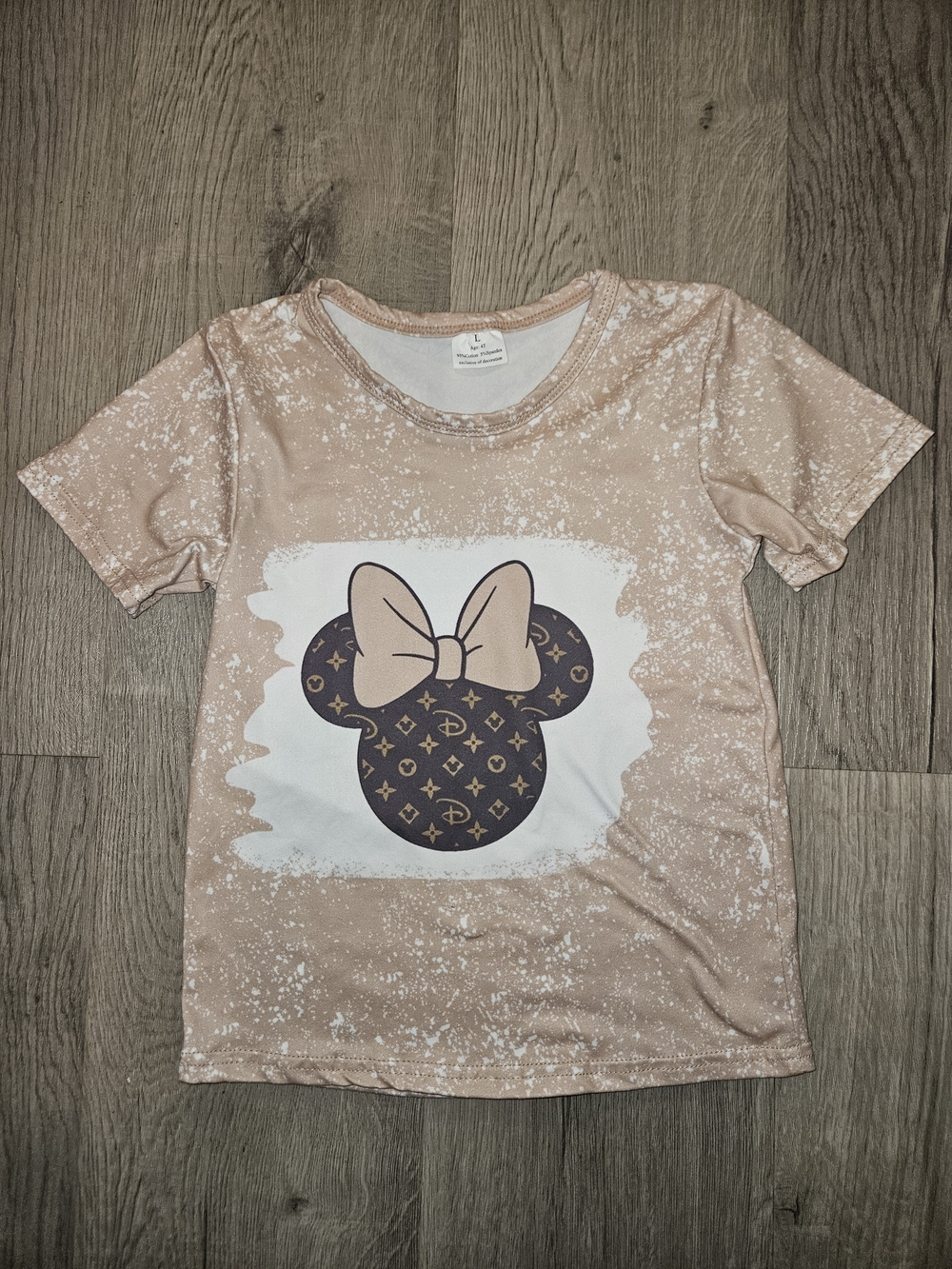 Beige Minnie Mouse Tee and Brown Patterned Bell Pants Set - Picture 2 of 6